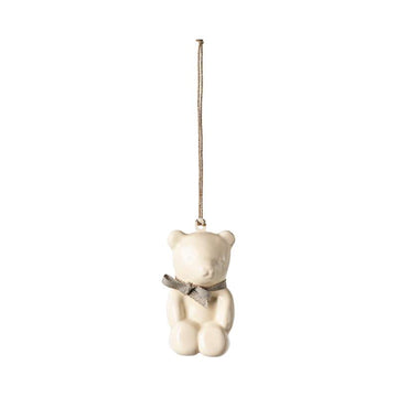 Maileg Juleornament - Metal - Bamse - Råhvid/Blå