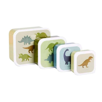 A Little Lovely Company Madkasse - og Snackbokssæt - 4 stk. - Dinosaur