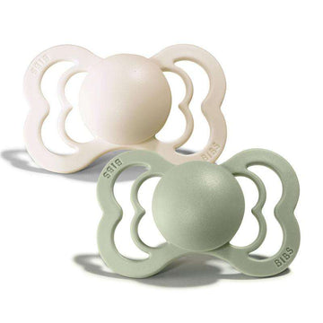 BIBS Symmetrisk Supreme Sut - 2-Pak - Str. 1 - Silikone - Ivory/Sage