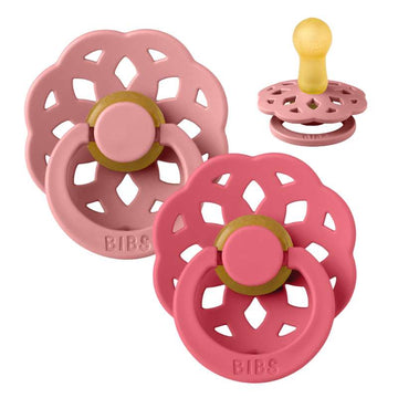 BIBS Rund Boheme Sut - 2-Pak - Str. 2 - Naturgummi - Dusty Pink/Coral