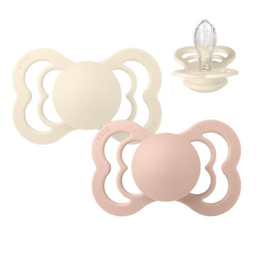 BIBS Symmetrisk Supreme Sut - 2-Pak - Str. 2 - Silikone - Ivory/Blush