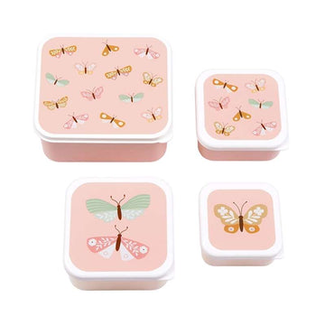 A Little Lovely Company Madkasse - og Snackbokssæt - 4 stk. - Butterflies