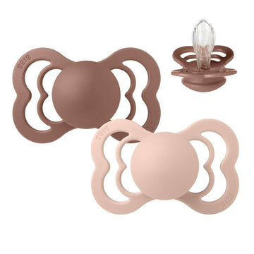 BIBS Symmetrisk Supreme Sut - 2-Pak - Str. 2 - Silikone - Woodchuck/Blush