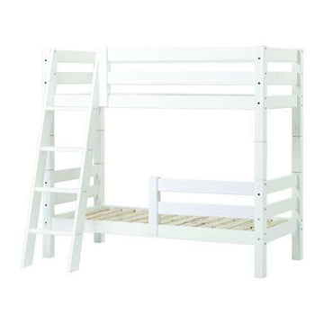 Hoppekids ECO Luxury - Køjeseng m. 1/2 Sengehest - Skrå Stige - 150 cm. - Flere Størrelser - Hvid