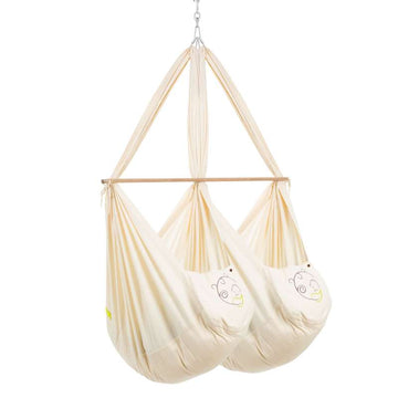 Nonomo Tvilling slyngevugge inkl. mikrofiber madras - Natur