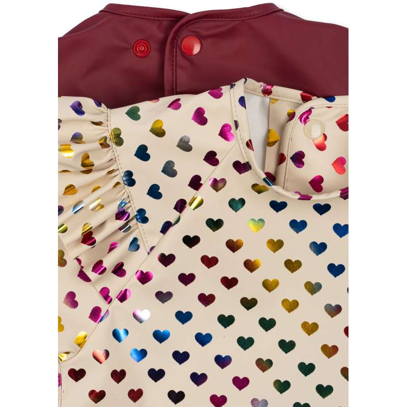 Konges Sløjd Hagesmække m. Ærmer og Flæser - 2-pak - Coeur Glitter/Sangria