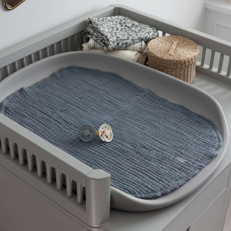Sebra Pusleunderlag - 6-lags - 2 stk. - Muslin - Forest Lake Blue
