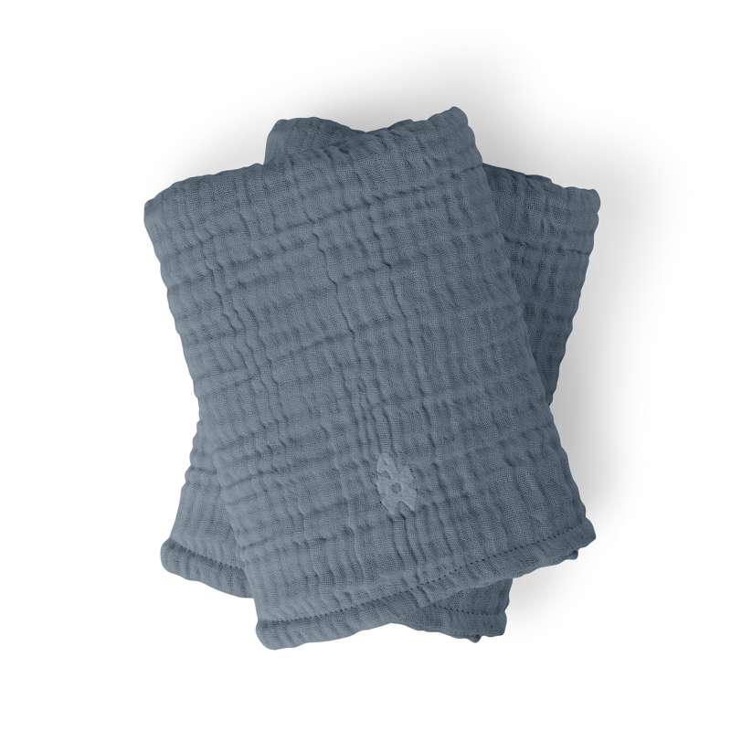 Sebra Pusleunderlag - 6-lags - 2 stk. - Muslin - Forest Lake Blue