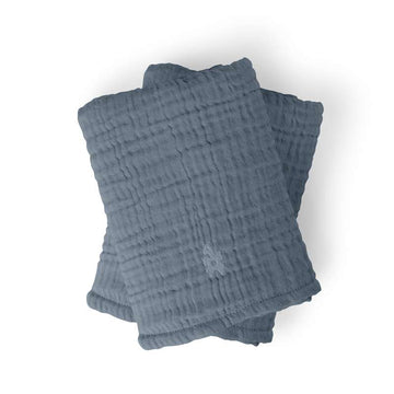 Sebra Pusleunderlag - 6-lags - 2 stk. - Muslin - Forest Lake Blue