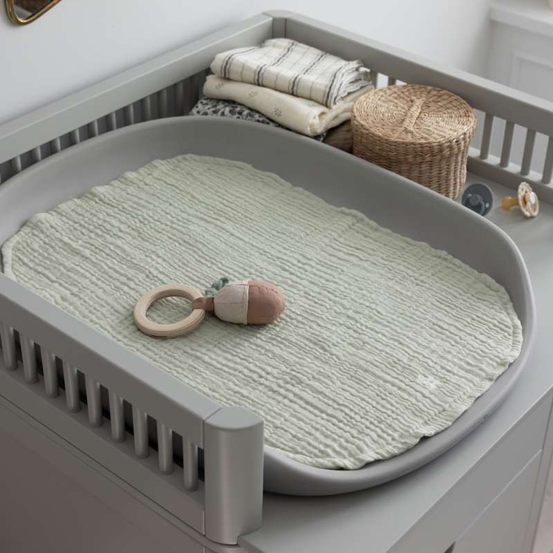 Sebra Pusleunderlag - 6-lags - 2 stk. - Muslin - Mist Green