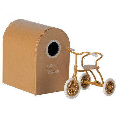 Maileg Trehjulet Cykel med Garage - Okker (9 cm.)