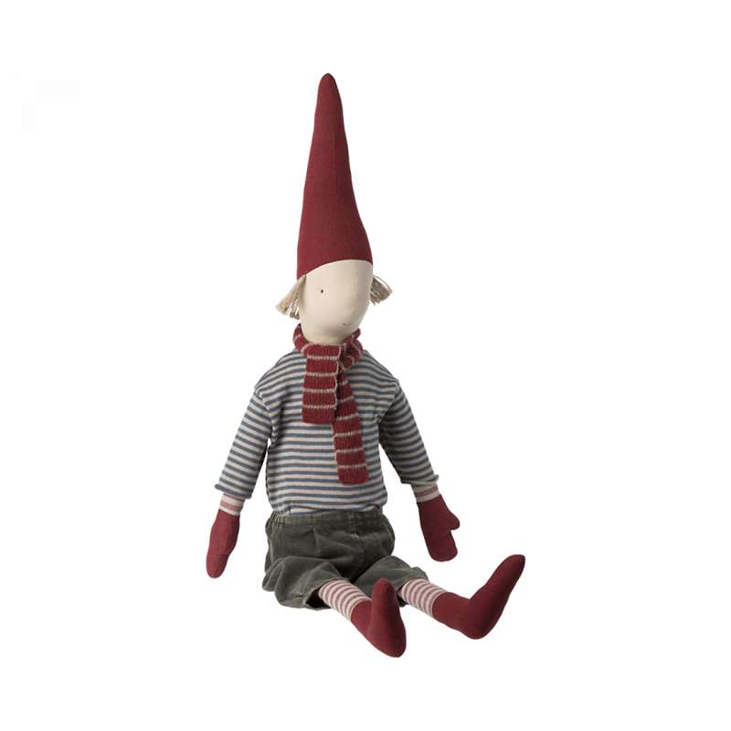 Maileg Pixy Julenisse - Small - Dreng m. Stribet Trøje (83 cm.)