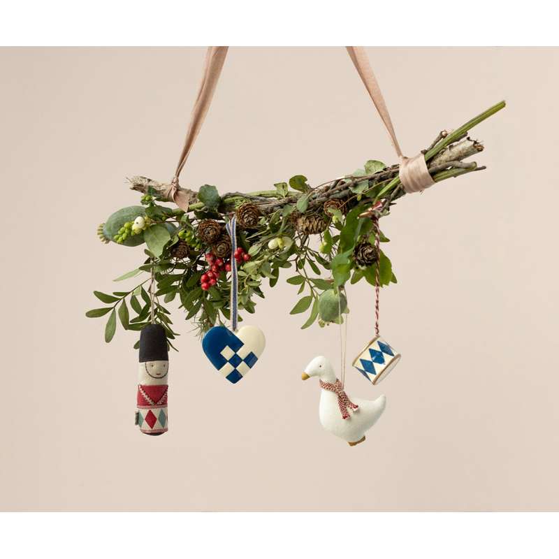 Maileg Juleornament - Metal - Hjerte - Lille - Mørk Blå