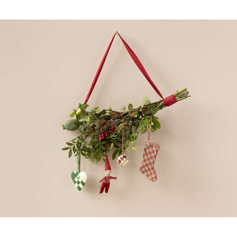 Maileg Juleornament - Strømpe - Ternet - Rød