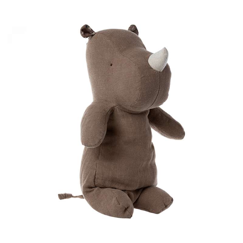 Maileg Safari Friends - Medium Næsehorn Bamse - Chokolade (34 cm.)