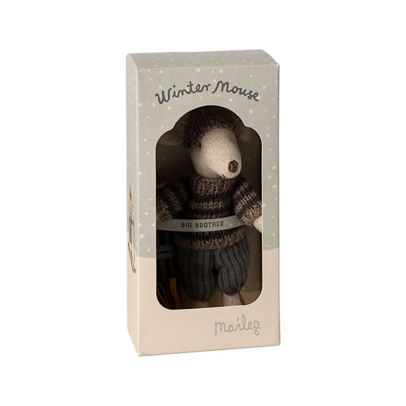 Maileg Vintermus m. Ski - Storebror