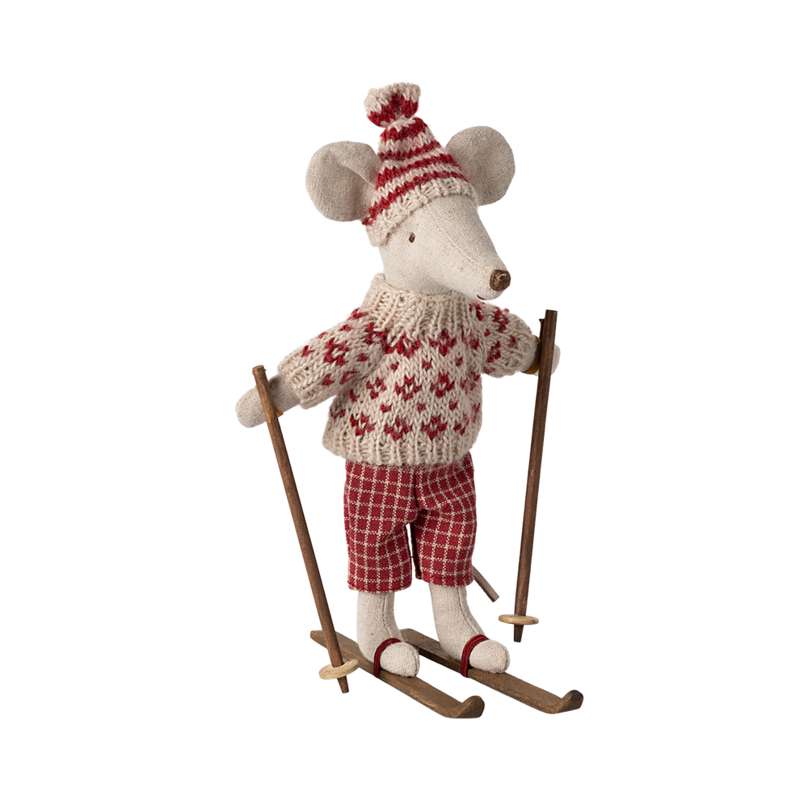 Maileg Vintermus m. Ski - Mor