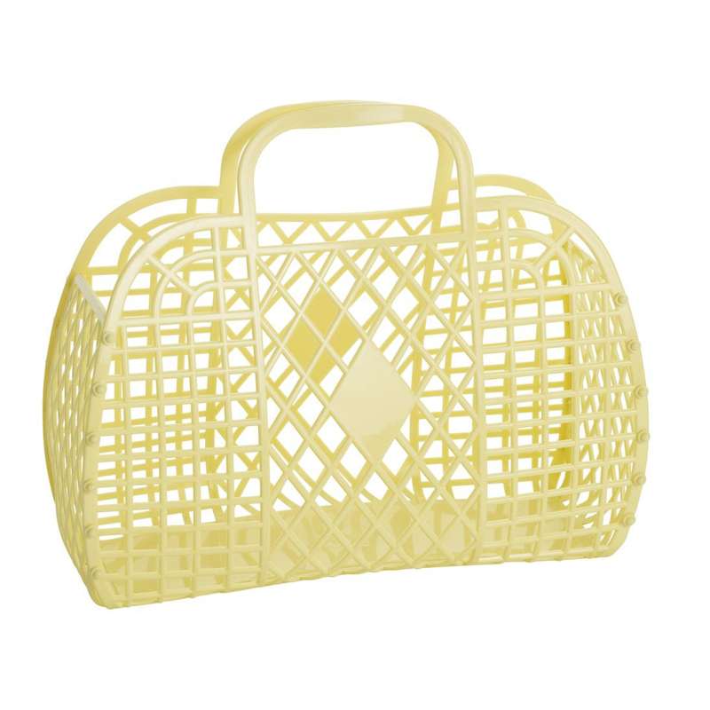 Sun Jellies Retro Basket Strandtaske - Large - Yellow