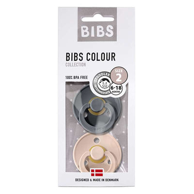 BIBS Rund Colour Sut - 2-Pak - Str. 2 - Naturgummi - Iron/Blush