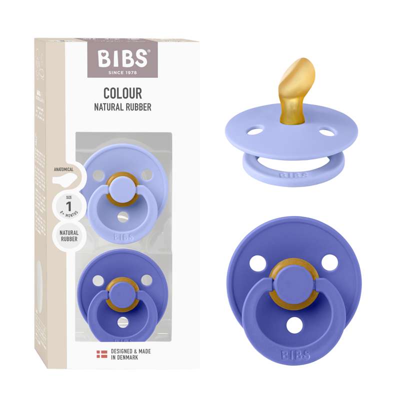 BIBS Anatomisk Colour Sut - 2-Pak - Str. 1 - Naturgummi - Hush/Grape
