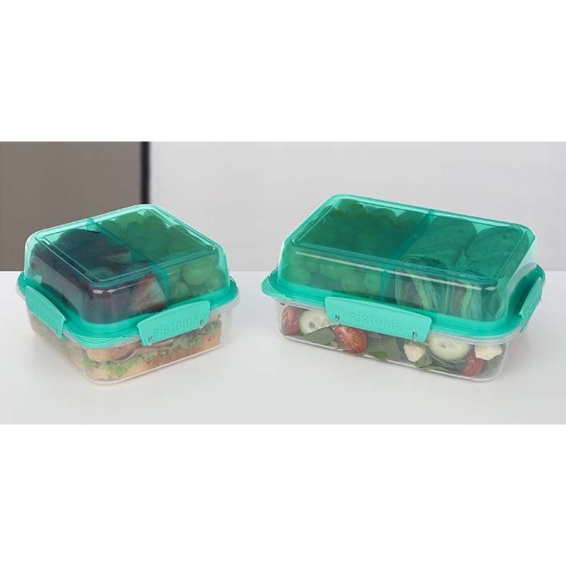 Sistema Madkasse - Lunch Stack To Go Square - 1.24L - Minty Teal
