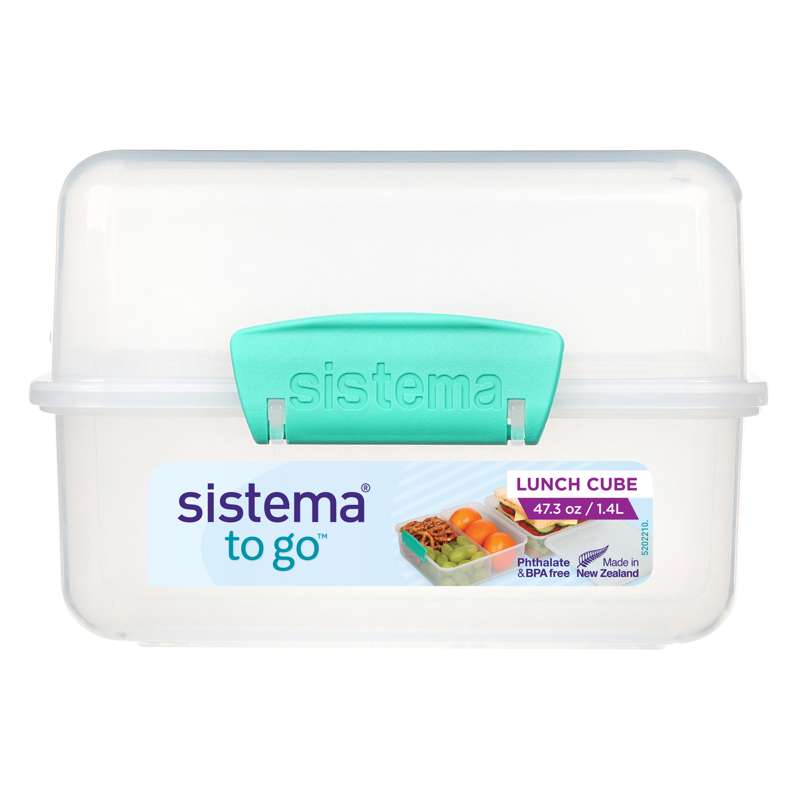 Sistema Madkasse - Lunch Cube To Go - 1.4 L. - Klar/Minty Teal