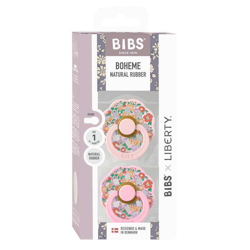 BIBS Rund Boheme Sut - 2-Pak - Str. 1 - Naturgummi - Liberty - Oscar Meadow/Blossom Mix