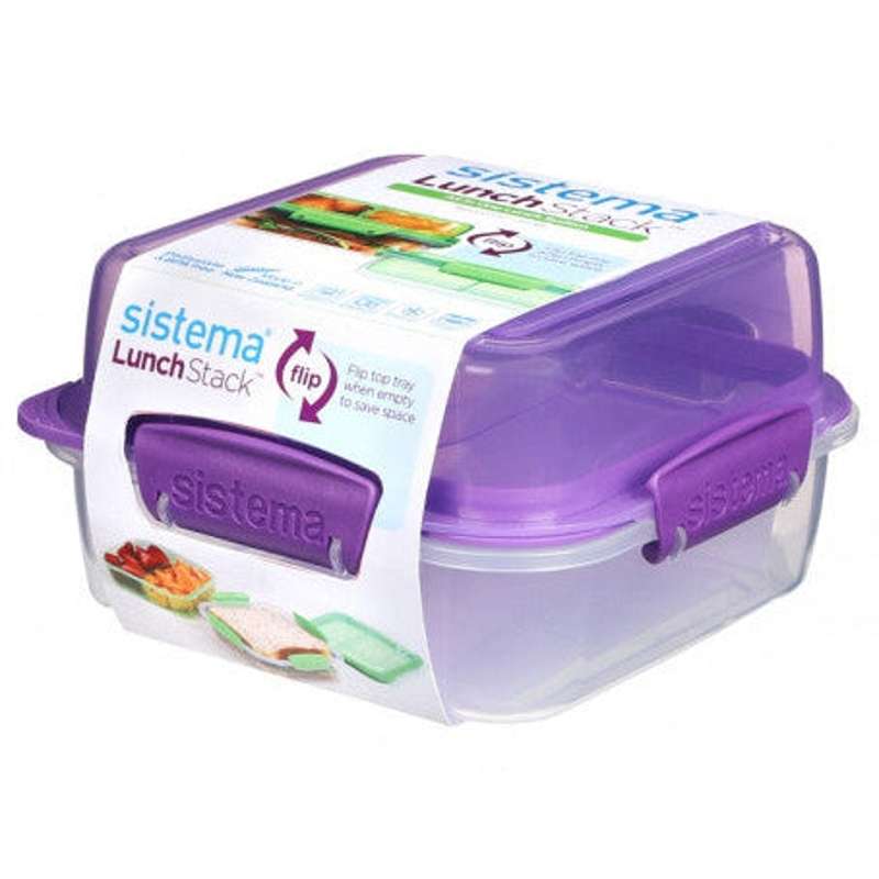 Sistema Madkasse - Lunch Stack To Go Square - 1.24L - Lilla