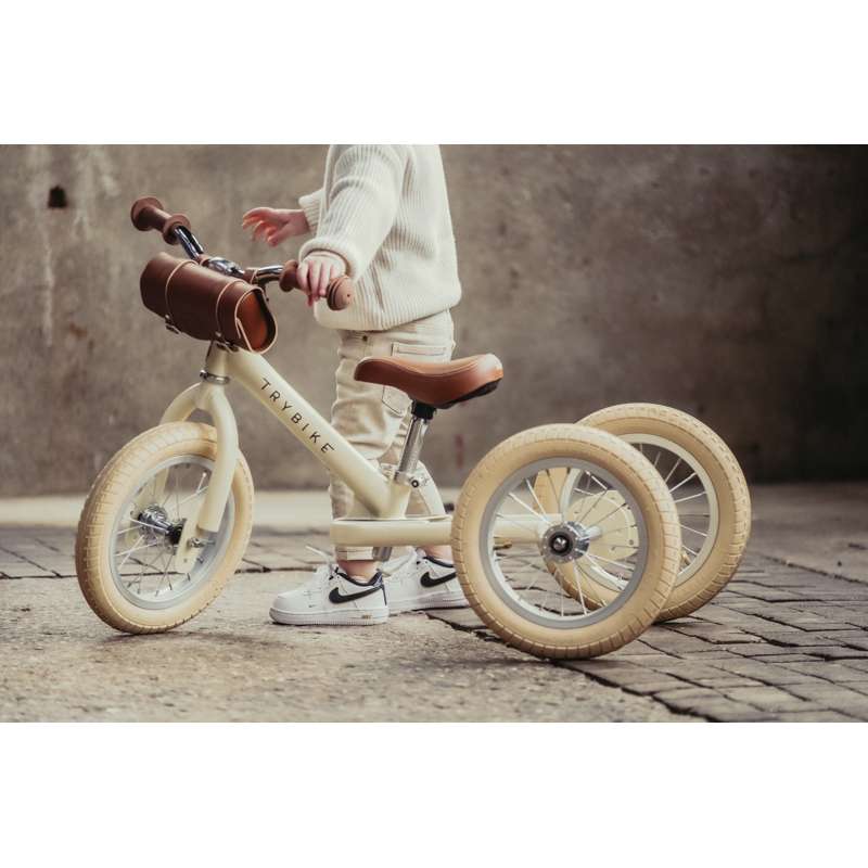 Trybike Retro Løbecykel 2-i-1 - To eller Tre Hjul - Vintage Creme
