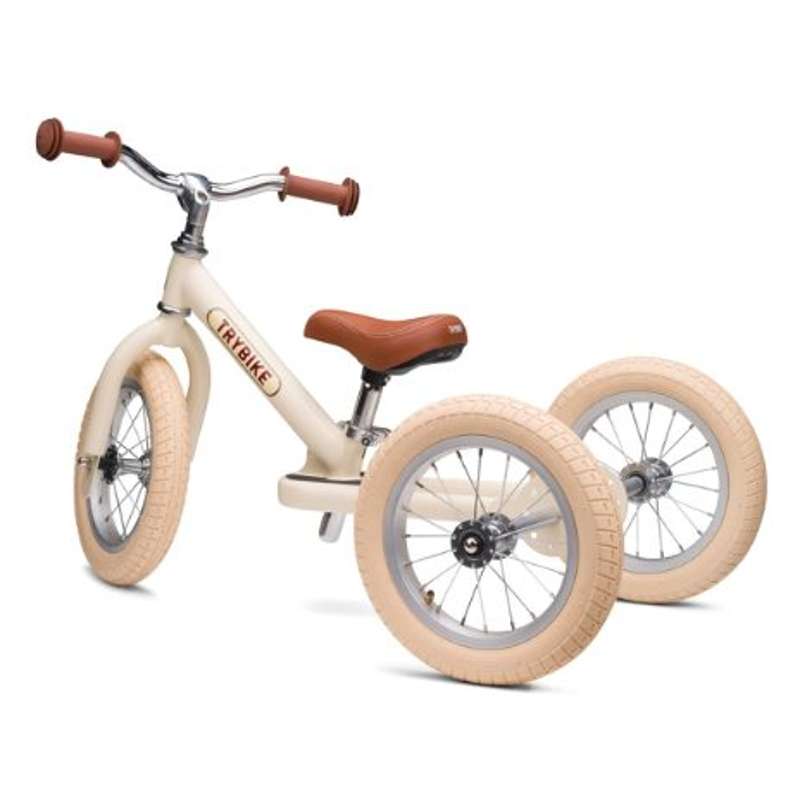Trybike Retro Løbecykel 2-i-1 - To eller Tre Hjul - Vintage Creme