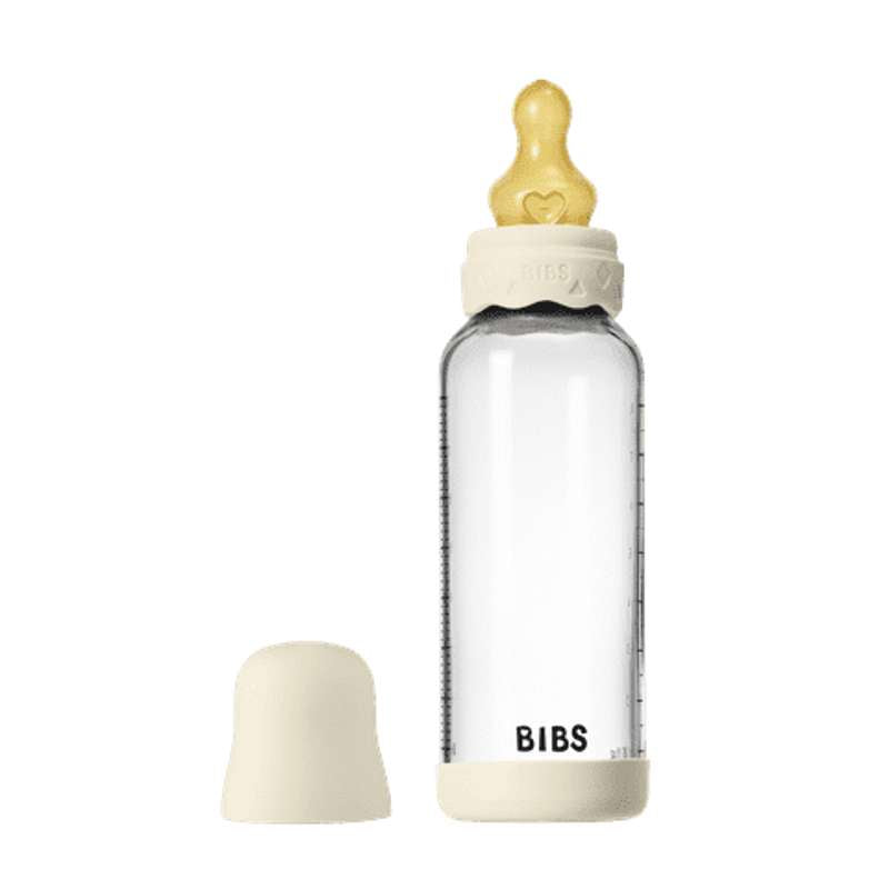 BIBS Bottle - Sutteflaskesæt - Glas - Boheme - Latex/Medium Flow/Rund - 240 ml. - Ivory