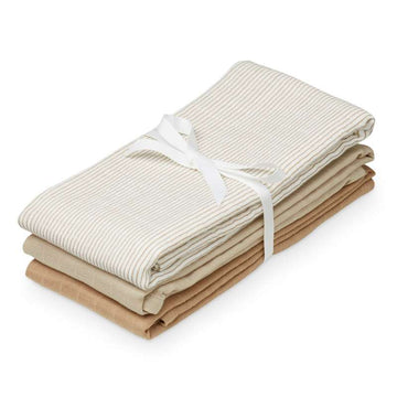 Cam Cam Copenhagen Stofble - 3-pak - GOTS - Mix Classic Stripes Camel/Latte/Camel