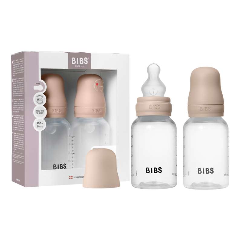 BIBS Bottle - Sutteflaskesæt - Plastik - 2-pak - Silikone/Slow Flow/Rund - 150ml - Blush