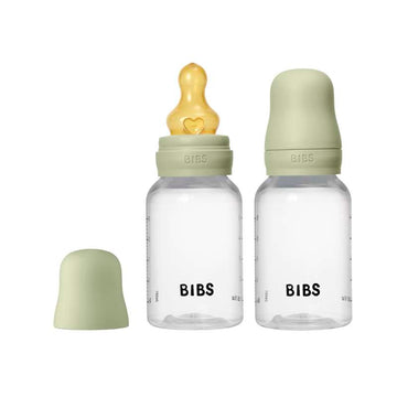 BIBS Bottle - Sutteflaskesæt - Plastik - 2-pak - Naturgummi/Slow Flow/Rund - 150ml - Sage