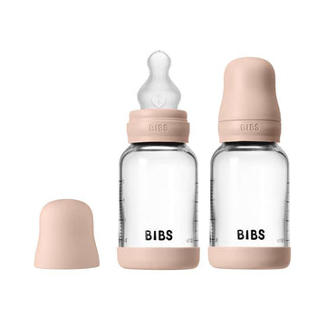 BIBS Bottle - Sutteflaskesæt - Glas - 2-pak - Silikone/Slow Flow/Rund - 120ml - Blush