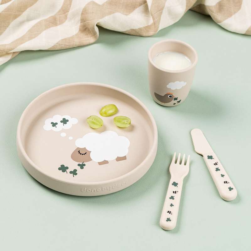 Done by Deer Stick & Stay Tallerken - Silikone - Tiny Farm - Sand