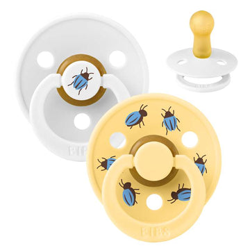 BIBS Rund Colour Sut - 2-Pak - Str. 2 - Naturgummi - Beetle Studio - White/Pale Butter
