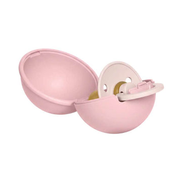 BIBS Rund Colour Sut - Str. 1 - Naturgummi - m. Pacifier Case Mini - Petal/Baby Pink