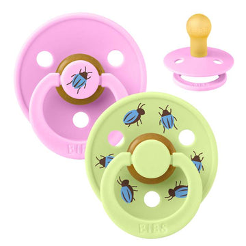 BIBS Rund Colour Sut - 2-Pak - Str. 1 - Naturgummi - Beetle Studio - Ballet/Matcha
