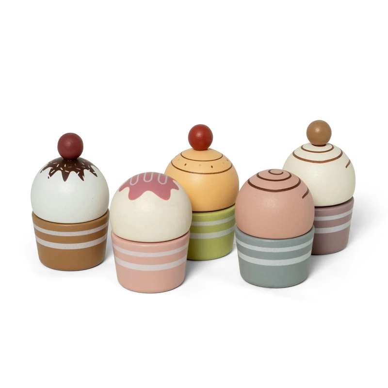 MaMaMeMo Legemad i Træ - Cupcakes På Kagefad