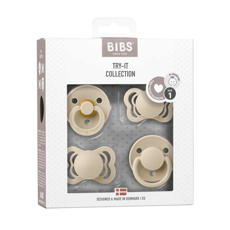 BIBS Try-It Collection - 4 Forskellige Sutter - Str. 1 - Vanilla