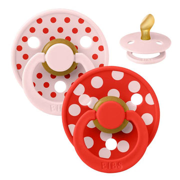 BIBS Anatomisk Colour Sut - 2-Pak - Str. 1 - Naturgummi - Polka Studio - Blossom/Candy Apple