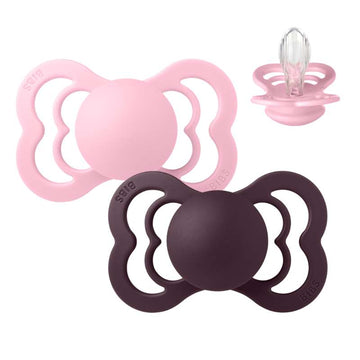 BIBS Symmetrisk Supreme Sut - 2-Pak - Str. 2 - Silikone - Baby Pink/Plum