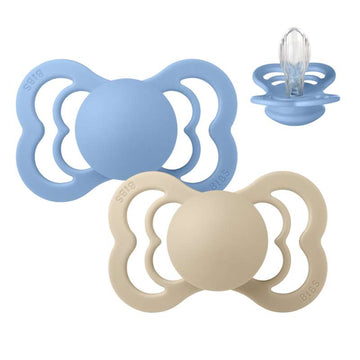 BIBS Symmetrisk Supreme Sut - 2-Pak - Str. 2 - Silikone - Vanilla/Sky Blue