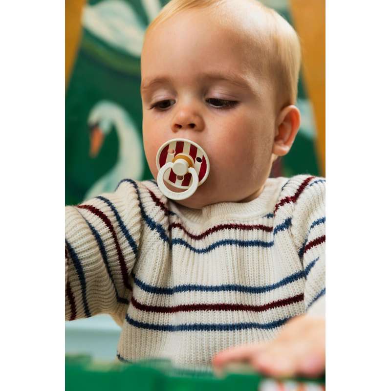BIBS Rund Colour Sut - Str. 2 - Naturgummi - Studio - Block - Ivory/Ruby