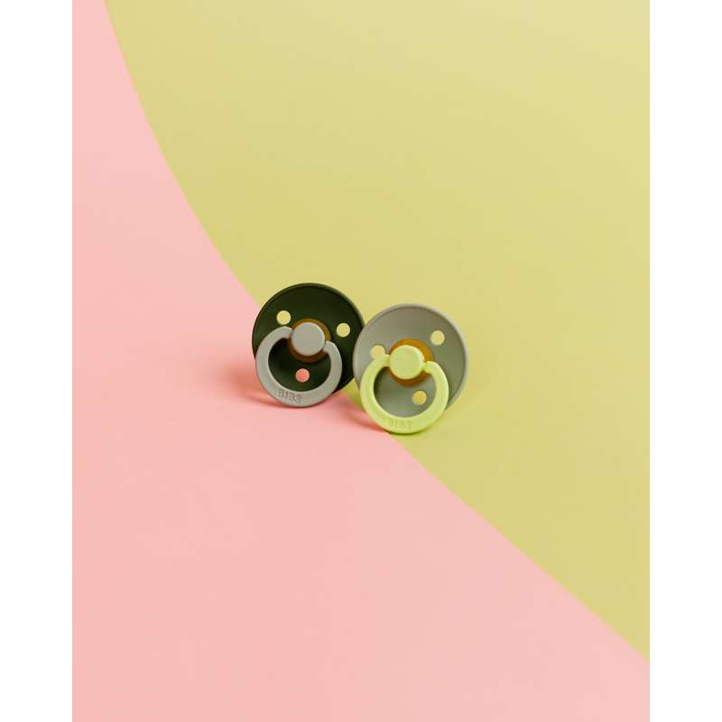BIBS Rund Colour Sut - Str. 2 - Naturgummi - Studio - Fusion - Sage/Hunter Green Mix