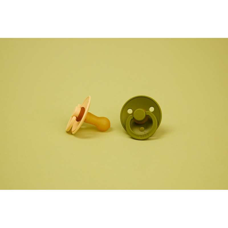 BIBS Rund Colour Sut - 2-Pak - Str. 2 - Naturgummi - Pale Butter/Wasabi