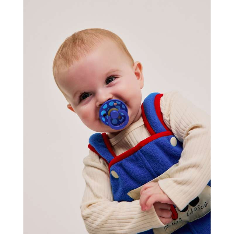 BIBS Rund Colour Sut - 2-Pak - Str. 2 - Naturgummi - Mix Polka Studio - Breeze/Cornflower