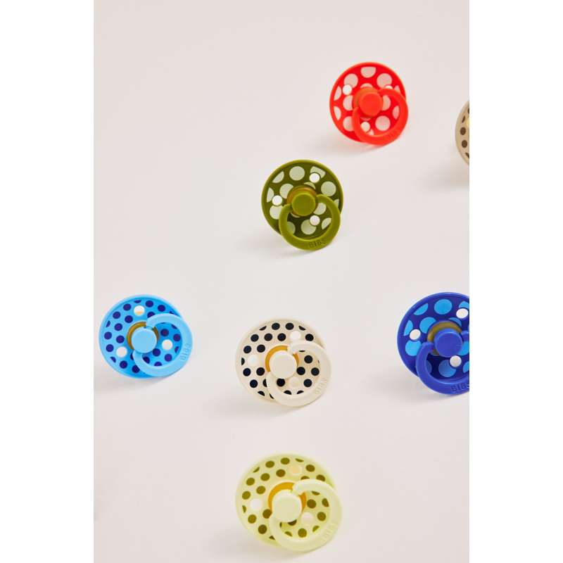 BIBS Rund Colour Sut - Str. 2 - Naturgummi - Mega Polka Studio - Ivory/Tango
