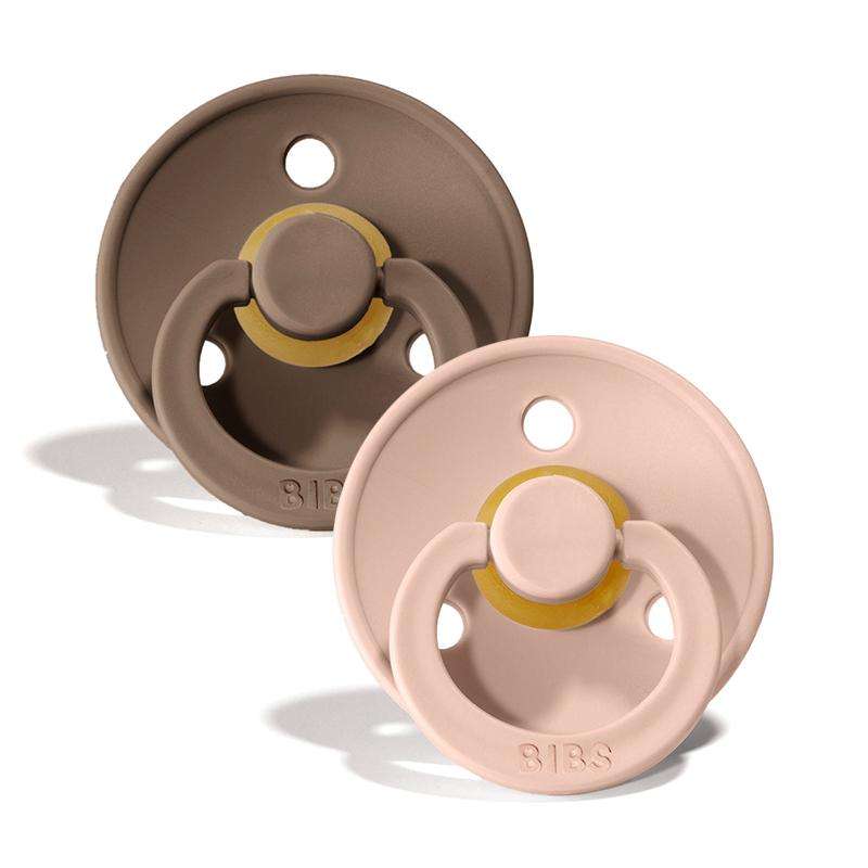 BIBS Rund Colour Sut - 2-Pak - Str. 1 - Naturgummi - Dark Oak/Blush